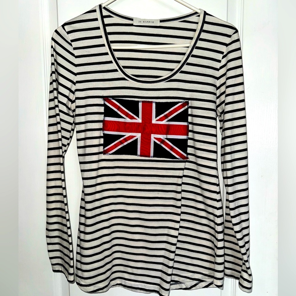 It Hippie Striped British Union Jack Shirt Size Small 🇬🇧